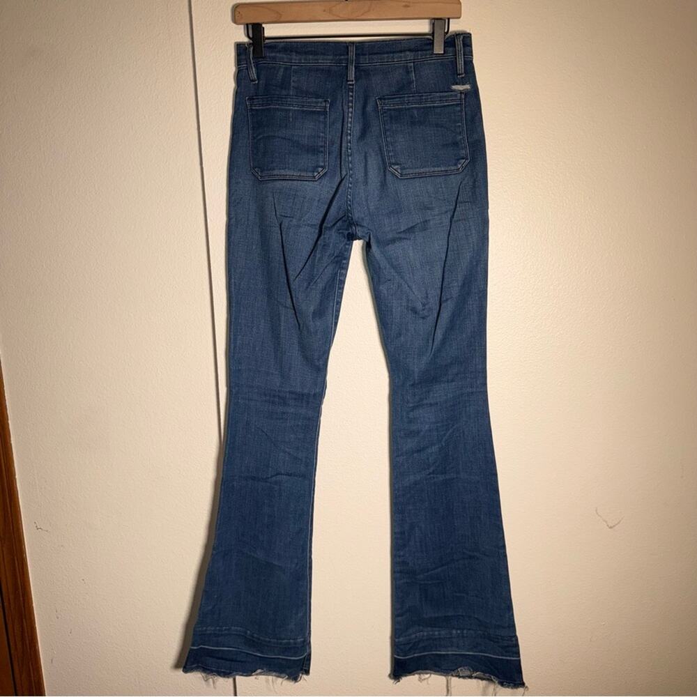FRAME 70s style designer exposed pocket raw distressed hem flare denim jeans 27 - Picture 6 of 7